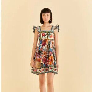 NWT FARM RIO ACTIVE Off-white Tropical Yard Sleeveless Mini Dress SIZE M